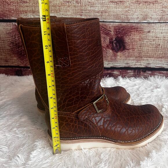 Wesco X ISP Engineer Boots Shrunken Bison Brown Leather Buckles 10\